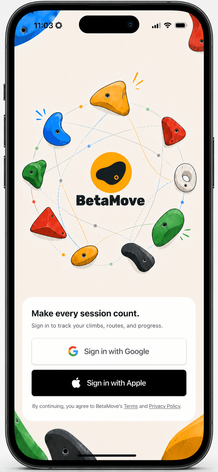 BetaMove sign-in screen